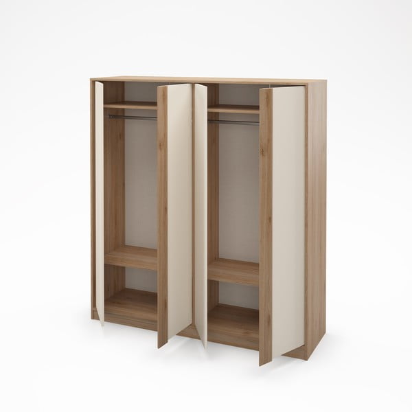 Drabužių spinta kreminės spalvos/natūralios spalvos iš ąžuolo 180x197,5x53 cm Dennis – Marckeric-image-2