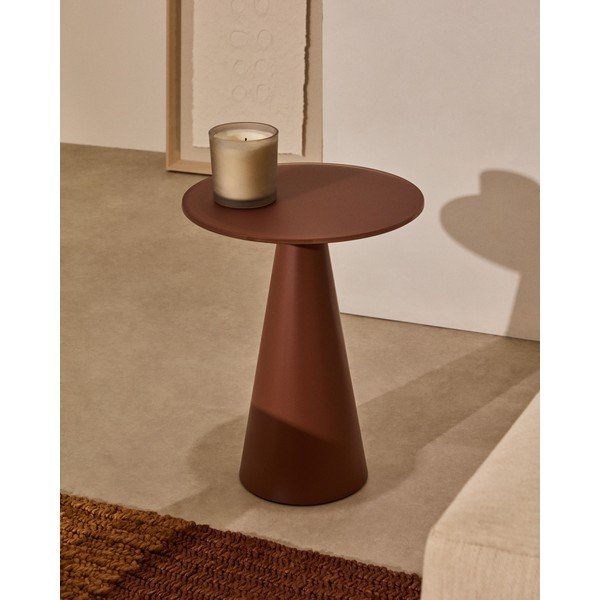 Apvalios formos šoninis stalas su stikliniu stalviršiu ø 35 cm Wilshire – Kave Home-image-1