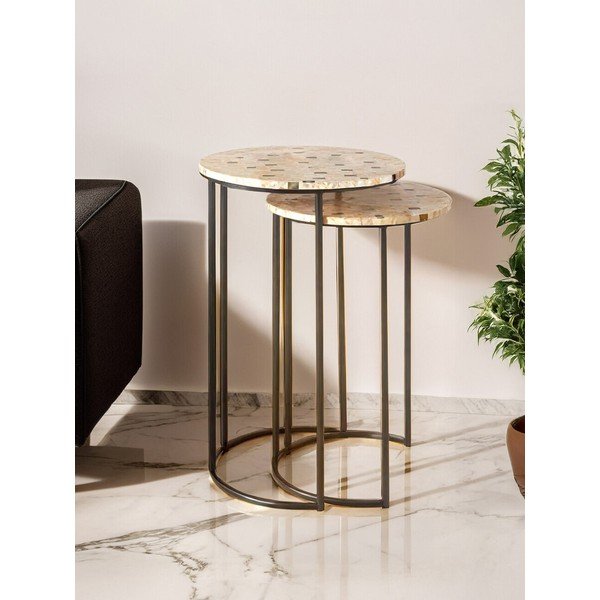 Apvalios formos šoniniai stalai 2 vnt. ø 38 cm Halle – Premier Housewares-image-1