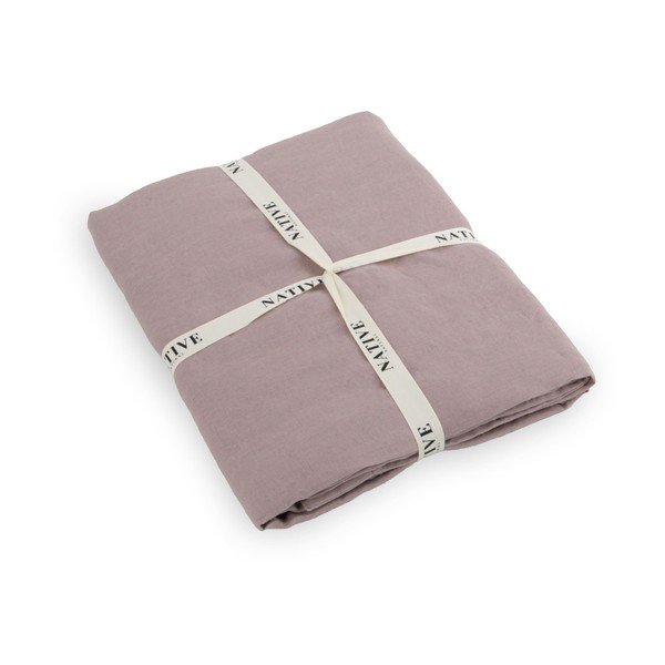 Pilkai rožinės spalvos iš lino viengulė patalynė 135x200 cm Blush – Native Natural-image-3