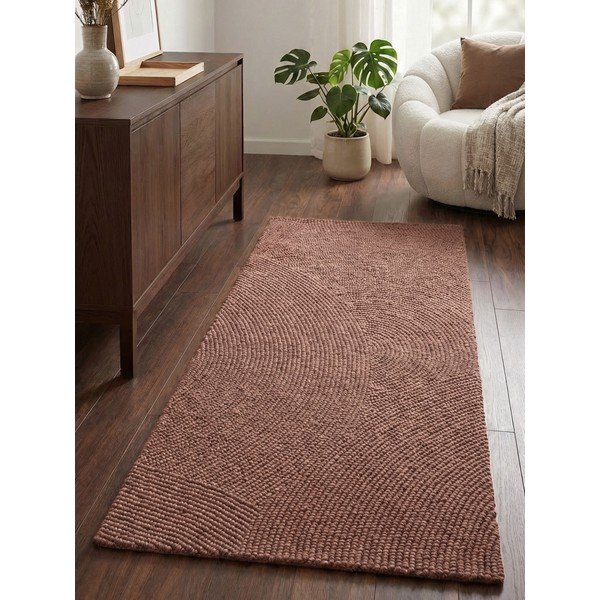 Rankų darbo terakotos spalvos iš vilnos kilimas 80x300 cm Calmio – Hanse Home-image-1