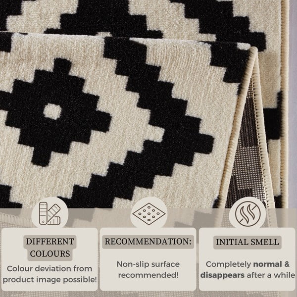 Juodas ir kreminės spalvos kilimas Hanse Home Hamla Diamond, 80 x 150 cm-image-4