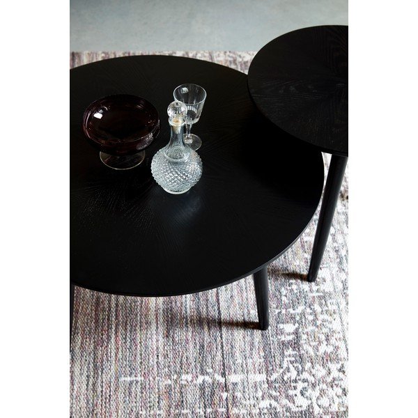 Juodos spalvos apvalios formos kavos staliukas iš ąžuolo ø 80 cm Fabio – White Label-image-2