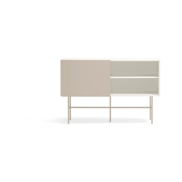 Žema šoninė spintelė smėlio spalvos/kreminės spalvos su stumdomomis durimis 140x91 cm Nube – Teulat-image-3