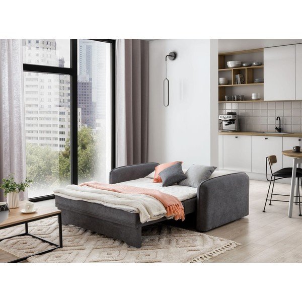 Pilkos spalvos iš šenilinio audinio sulankstoma/su sandėliavimo vieta sofa 155 cm Laine – ELTAP-image-4