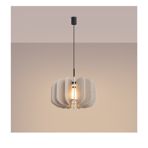 Smėlio spalvos iš metalo kabantis šviestuvas ø 45 cm su tekstiliniu gaubtu Elom – Sollux-image-4