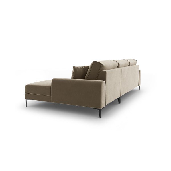 Smėlio spalvos aksominė kampinė sofa Mazzini Sofas Madara, kampas dešinėje-image-3