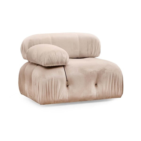 Modulinė sofa kreminės spalvos iš velveto (su kairiuoju kampu) Bubble – Artie