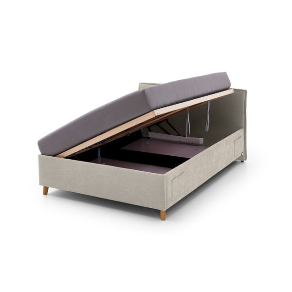 Smėlio spalvos iš audinio vaikiška lova su sandėliavimo vieta su lovos grotelėmis 120x200 cm Fun – Meise Möbel-image-2