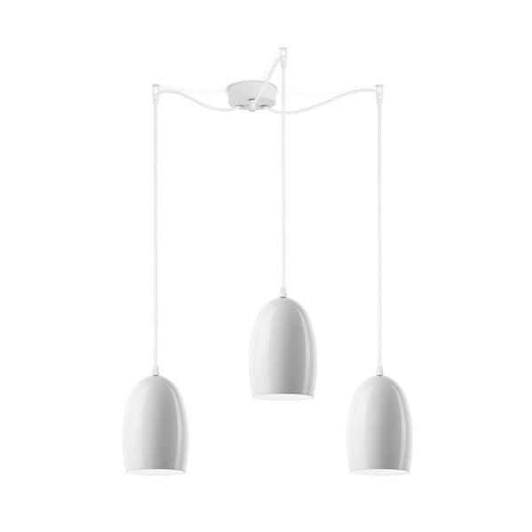 Baltas trijų šakų pakabinamas šviestuvas Sotto Luce UME S Glossy, ⌀ 14 cm