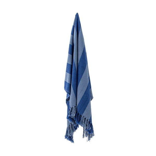 Mėlynos spalvos iš perdirbtos medvilnės antklodė ir pledas 130x160 cm Frello – Bloomingville-image-3