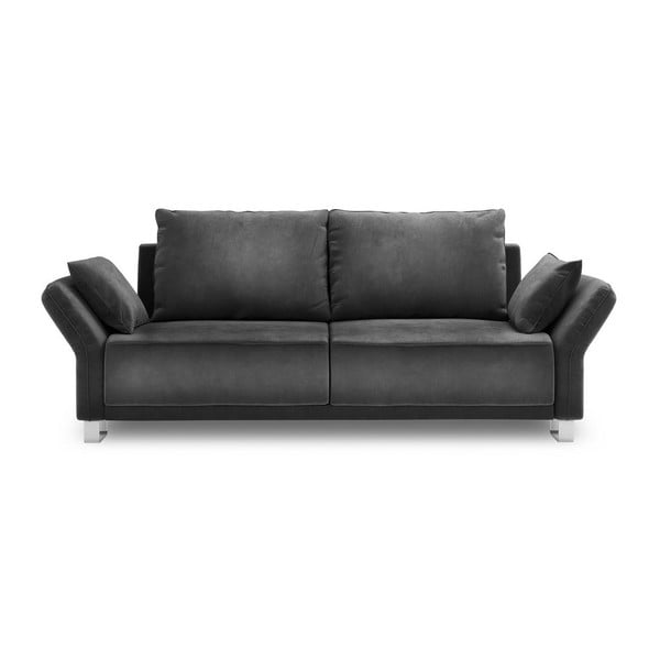 Tamsiai pilka trijų vietų sofa-lova su aksomo apmušalais "Windsor & Co Sofas Pyxis