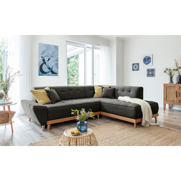 Tamsiai pilka kampinė sofa Miuform Dazzling Daisy L, dešinysis kampas-image-3