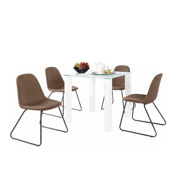 Stalo ir 4 rudų kėdžių komplektas Støraa Dante Colombo