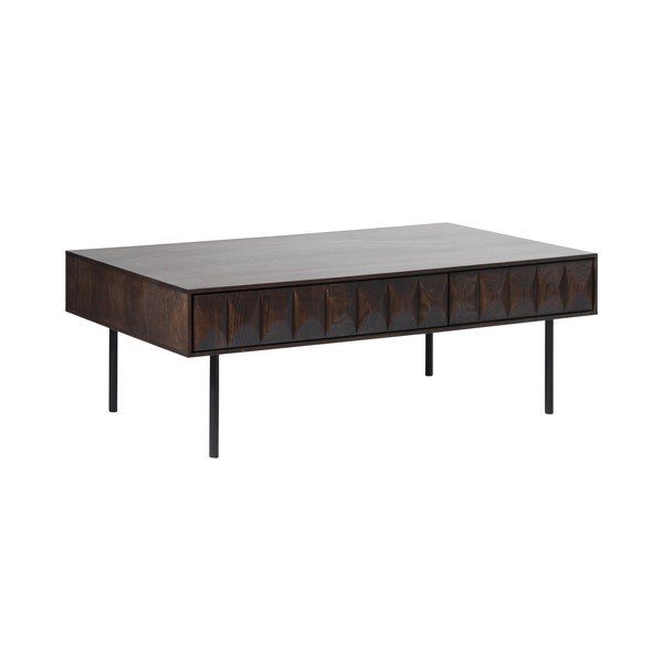 Kavos staliukas tamsiai rudos spalvos su ąžuolo dekoro stalviršiu 71x117 cm Latina – Unique Furniture-image-2