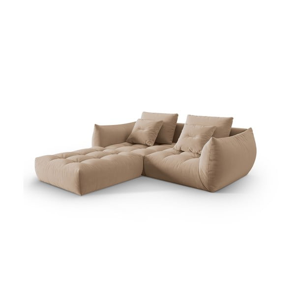 Smėlio spalvos iš velveto kampinė sofa Bloom – Micadoni -image-2
