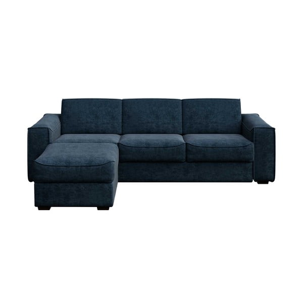 Tamsiai mėlyna kampinė sofa Mesonica Munro, kairysis kampas, 308 cm