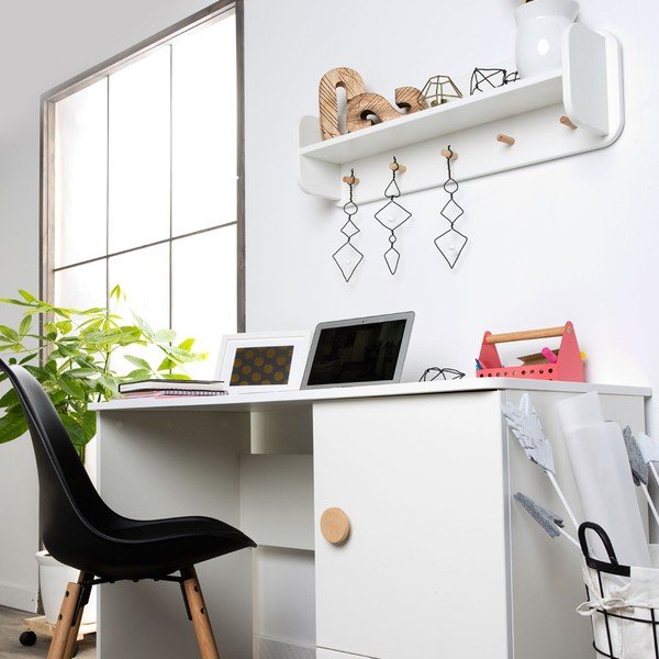 Balta sieninė lentyna su kabliukais Pinio I´ga-image-1