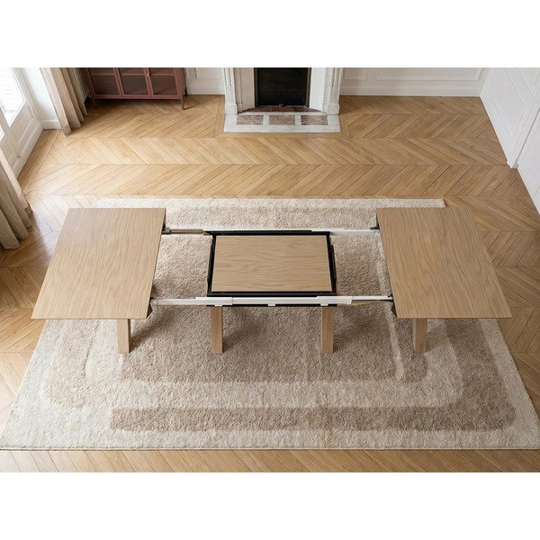 Prailginamas valgomojo stalas su papildomu stalviršiu su ąžuolo dekoro stalviršiu 100x160 cm Martha – Bobochic Paris-image-4