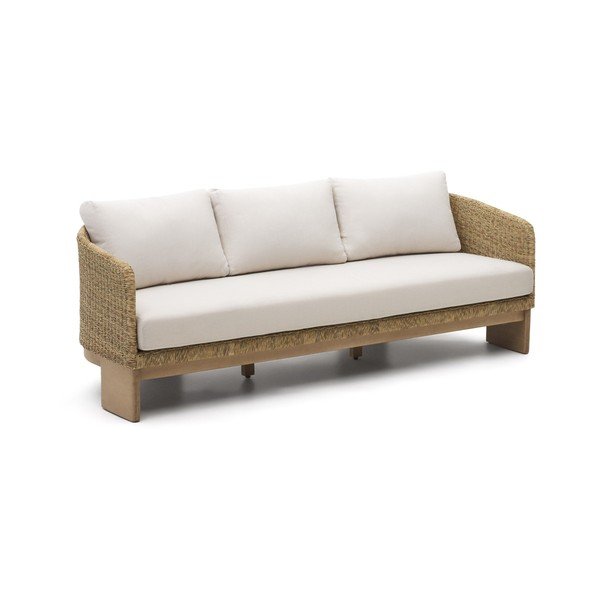 Smėlio spalvos/natūralios spalvos iš dirbtinio rotango sodo sofa Xoriguer – Kave Home