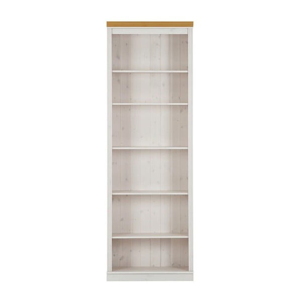 Baltos spalvos iš pušies masyvo knygų spinta  74x223x37 cm Anita – Støraa
