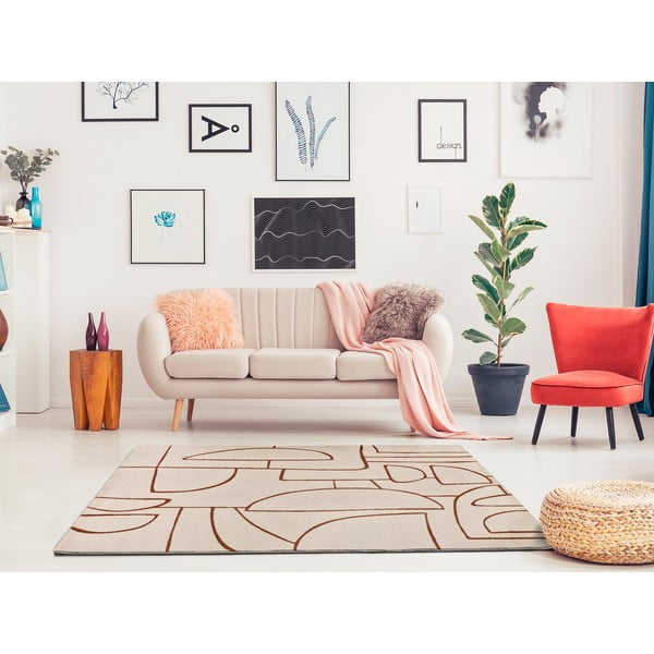 Raudonos plytų spalvos/kreminės spalvos kilimas 80x150 cm Beruti – Universal-image-2