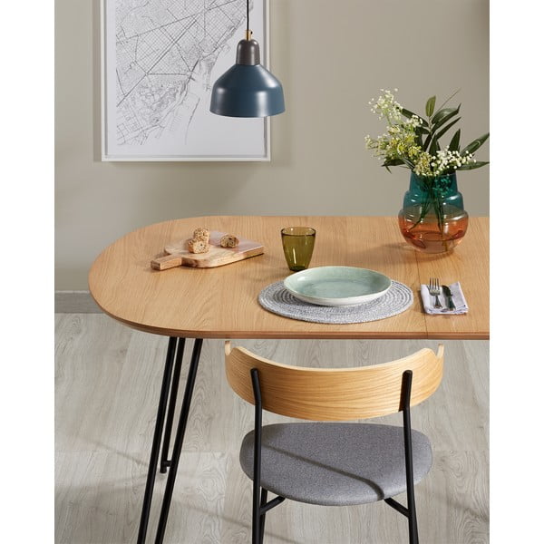Prailginamas valgomojo stalas natūralios spalvos iš ąžuolo 100x170 cm Novac – Kave Home-image-1