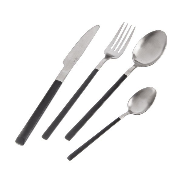 Juodos spalvos/sidabrinės spalvos stalo įrankiai iš nerūdijančio plieno 24 vnt. Skandi – Orion-image-3