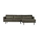 Pilkos spalvos iš dirbtinės odos kampinė sofa (su dešiniuoju kampu/su gultu) Rodeo – WOOOD