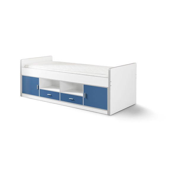 Balta ir mėlyna vaikiška lova su dėže "Vipack Bonny", 200 x 90 cm