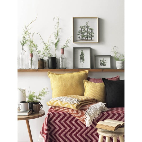 Bordo raudonos spalvos medvilninis pledas Euromant Chevron, 140 x 160 cm-image-1