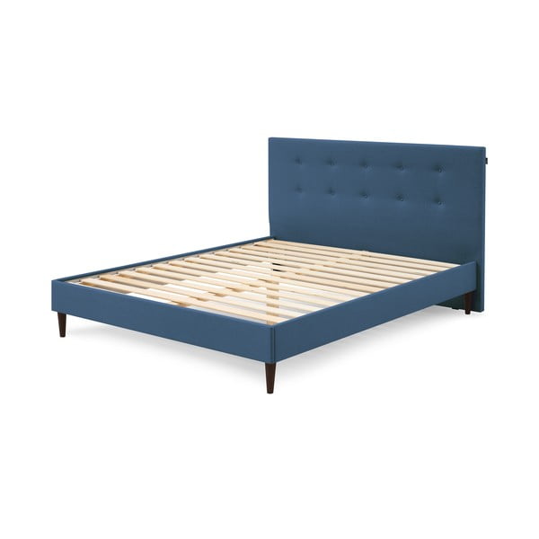 Mėlyna dvigulė lova Bobochic Paris Rory Dark, 160 x 200 cm