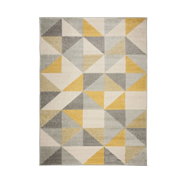 Pilkos ir geltonos spalvos kilimas "Flair Rugs Urban Triangle", 100 x 150 cm