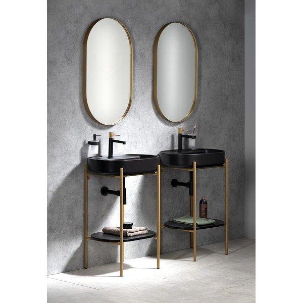 Iš keramikos praustuvas juodos spalvos 60x40 cm Infinity Oval – Sapho-image-1