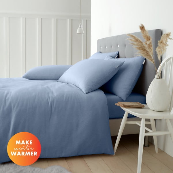 Šviesiai mėlynos spalvos iš flanelės dvigulė patalynė 200x200 cm Brushed – Catherine Lansfield-image-4
