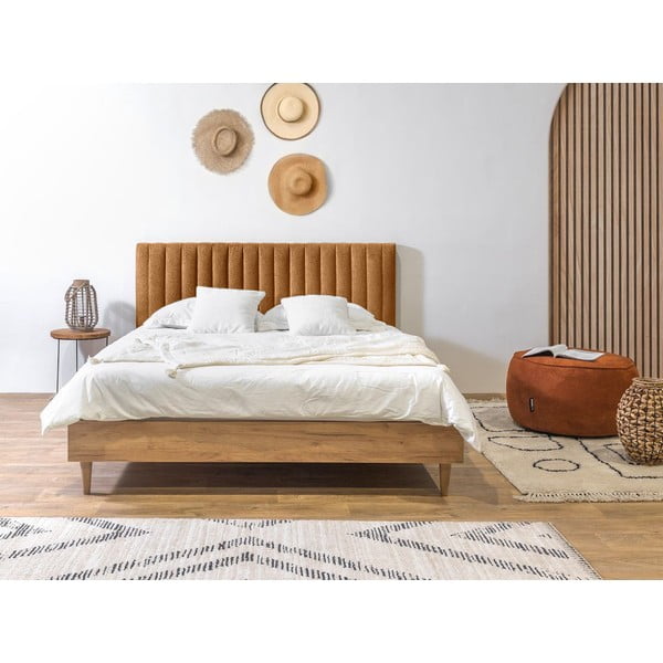 Dvigulė lova vario spalvos/natūralios spalvos su lovos grotelėmis 180x200 cm Oceane – Bobochic Paris-image-2