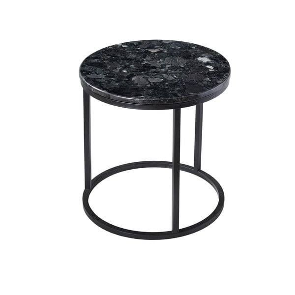 Juodojo granito stalas su juodu pagrindu RGE Crystal, ⌀ 50 cm