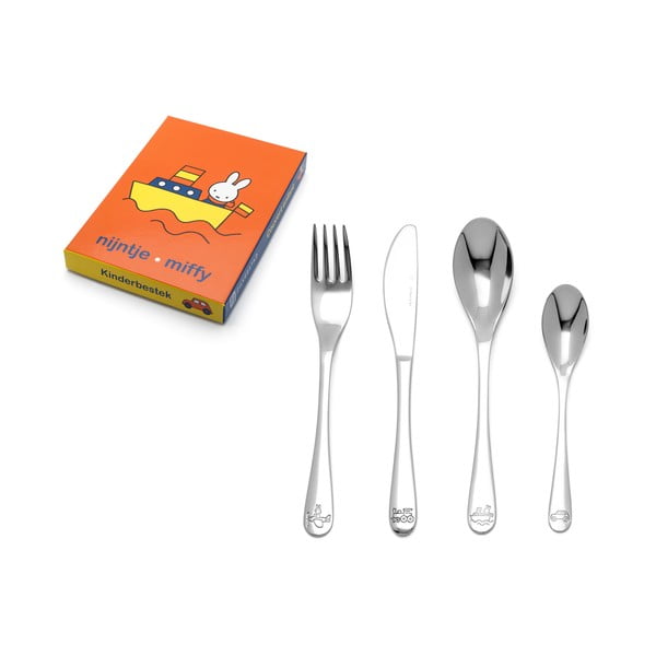 Vaikiški stalo įrankiai sidabrinės spalvos iš nerūdijančio plieno 4 vnt. Miffy – Zilverstad-image-3