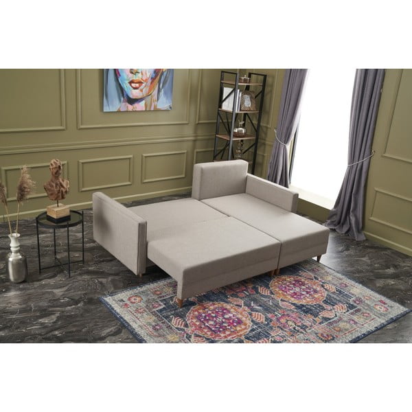 Sulankstoma kampinė sofa smėlio spalvos (su dešiniuoju kampu) Aydam – Balcab Home-image-4
