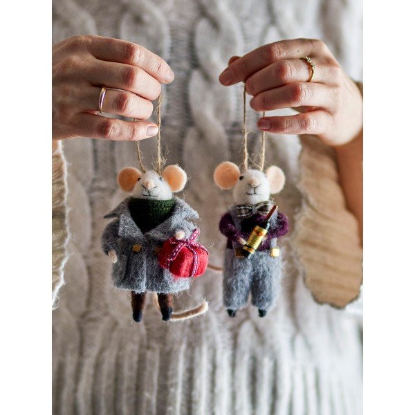 Iš tekstilės eglutės papuošimai 2 vnt. 8 cm Peo – Bloomingville-image-1