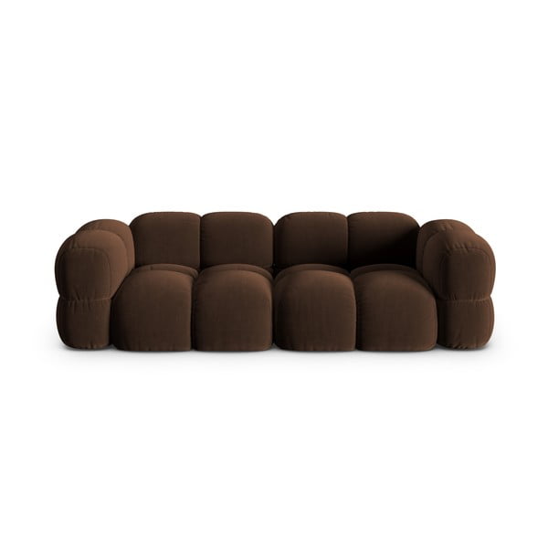 Tamsiai rudos spalvos iš velveto sofa 250 cm Loretto – Cosmopolitan Design