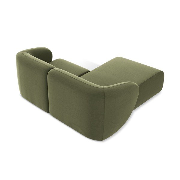 Žalios spalvos kampinė sofa iš velveto (su kairiuoju kampu/su gultu) Lani – Makamii-image-3