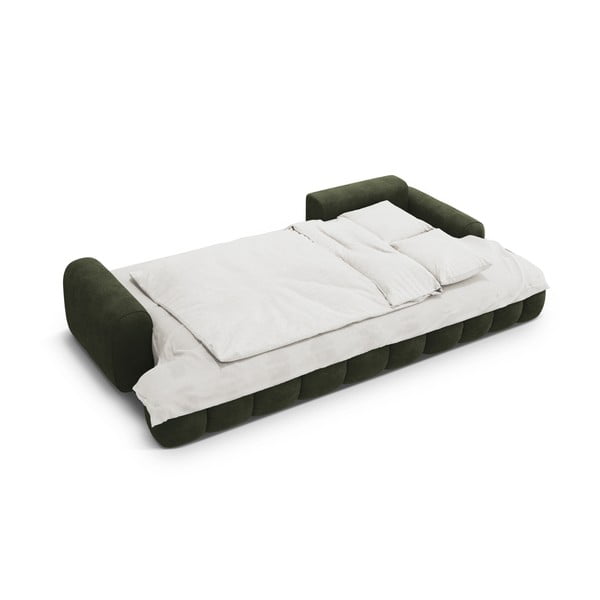 Žalios spalvos iš velveto sulankstoma/su sandėliavimo vieta kampinė sofa (su dešiniuoju kampu/su gultu) Linz – Cosmopolitan Design-image-4