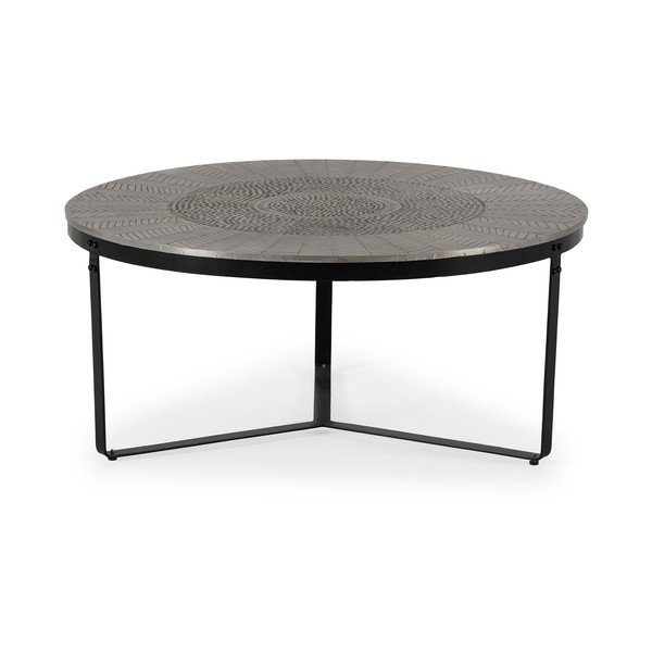 Juodos spalvos/pilkos spalvos matinis apvalios formos kavos staliukas ø 90 cm Clarisa – MOME-image-4