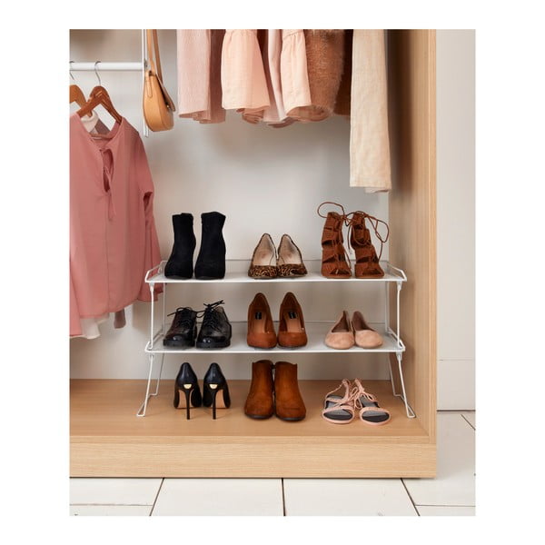 Baltas sulankstomas batų stovas su viena lentyna Compactor-image-1