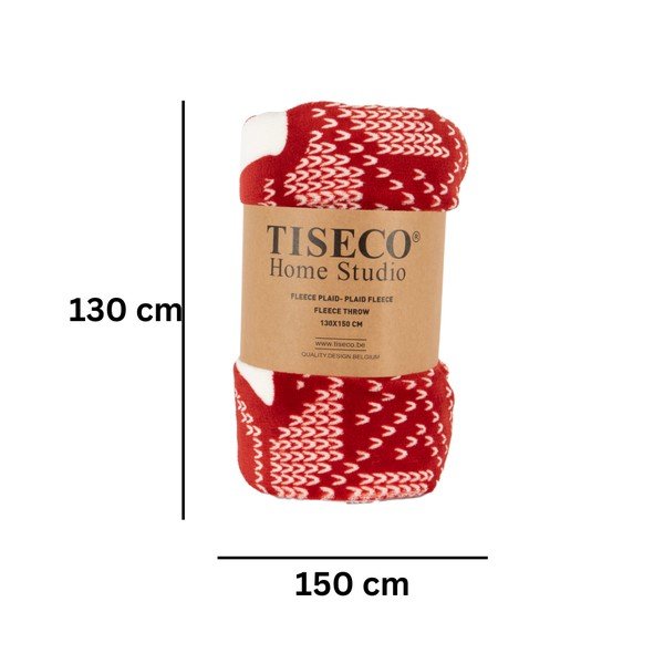 Raudona iš sherpa vilnos antklodė ir pledas su Kalėdų motyvu 130x150 cm – Tiseco Home Studio-image-3