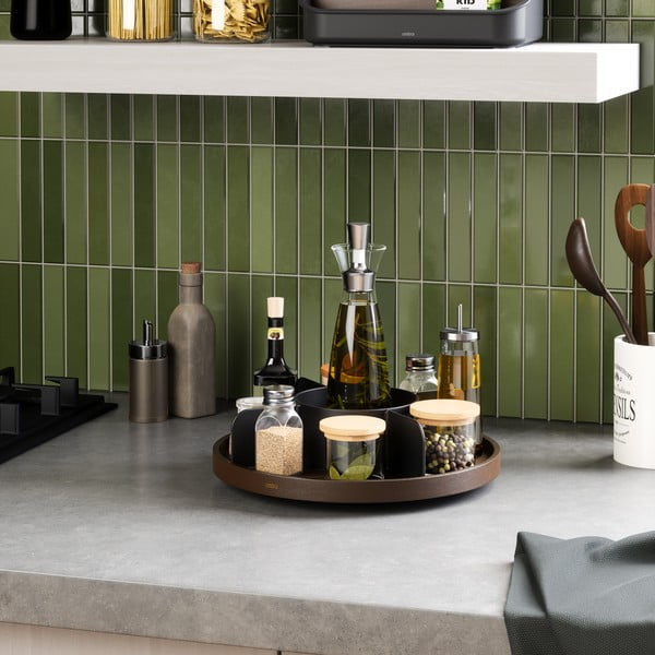 Iš medienos vonios organizatorius juodos spalvos makiažui/pasukamas Bellwood – Umbra-image-1