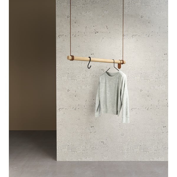 Natūralios spalvos iš ąžuolo masyvo sieninė lentyna 80 cm Swing M – LIND DNA-image-1