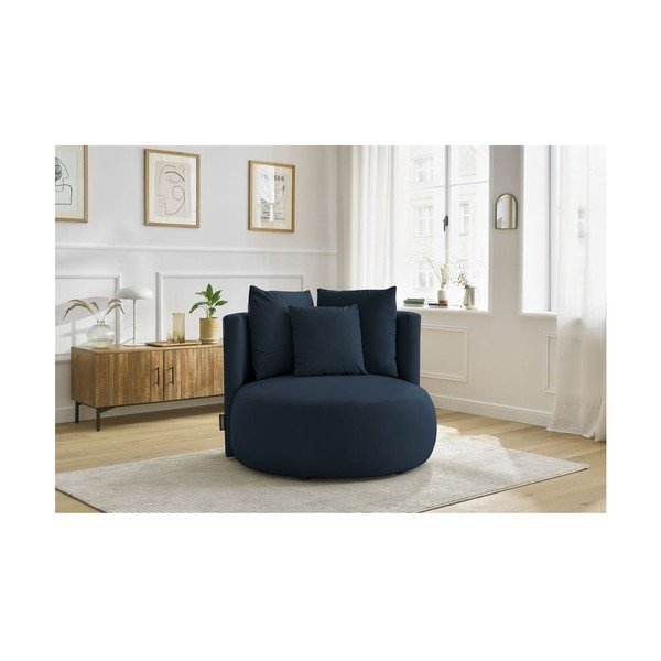 Tamsiai mėlynos spalvos krėslas iš velveto Cesar – Bobochic Paris-image-1