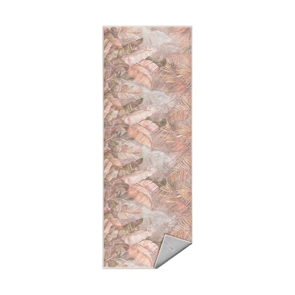 Skalbiamas kilimas smėlio spalvos 80x200 cm Dusty Leaves – Mila Home